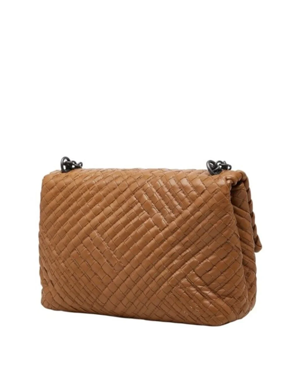 Bottega Veneta Intrecciato Olympia Small Chain Shoulder Bag Brown Leather